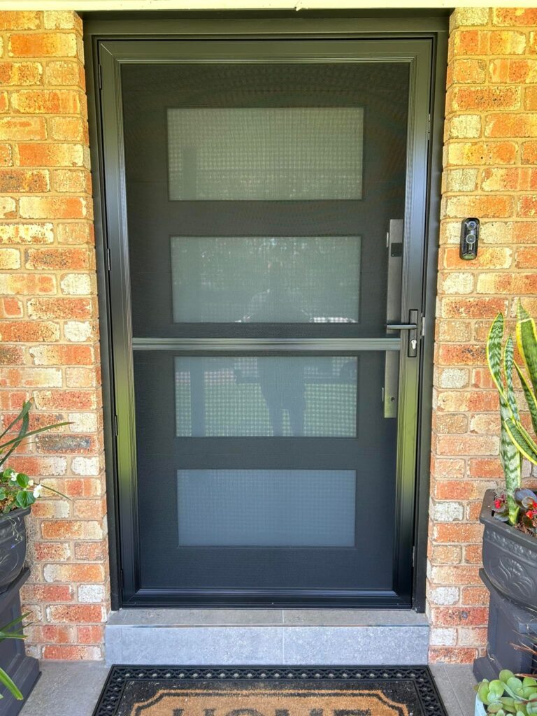 Flyscreen door on front entrance installed by Olsen Security