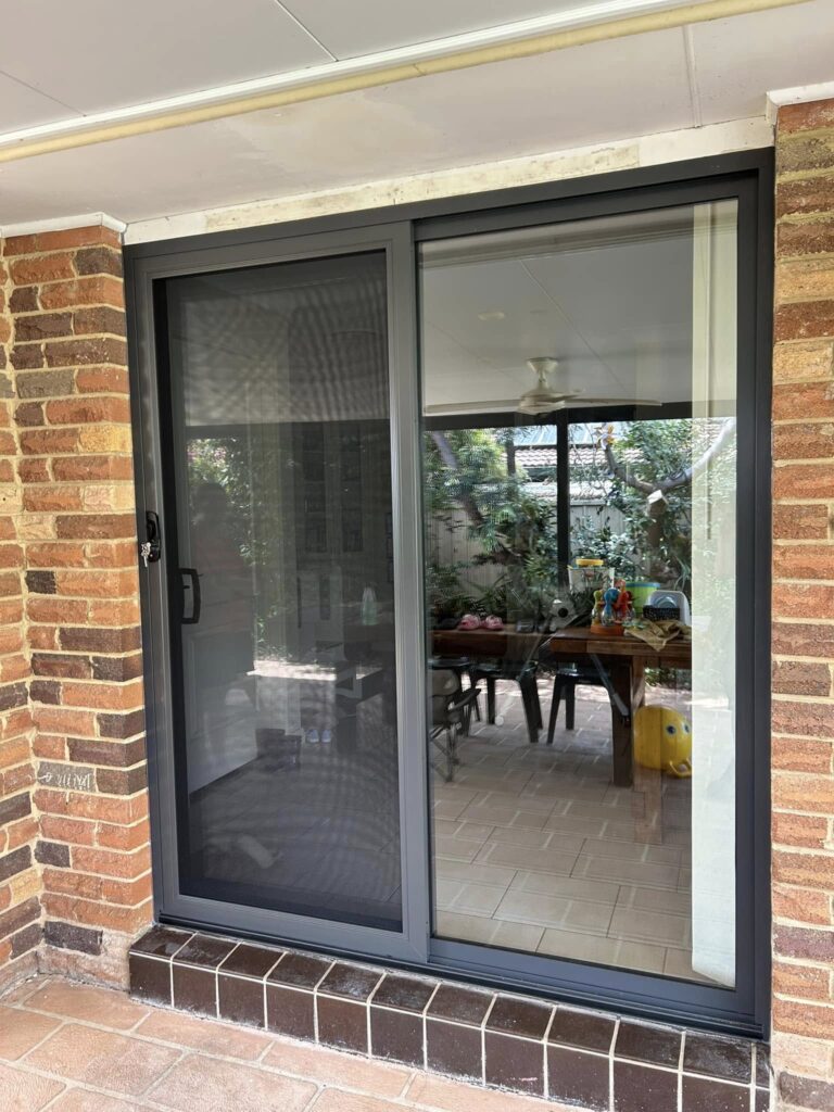Our Projects Heavy-duty security mesh sliding door on sliding door installed by Olsen Security