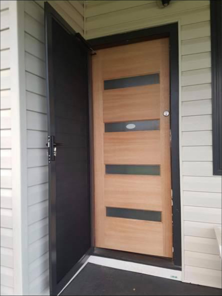 ScreenGuard security screen door on timber entrance door installed by Olsen Security