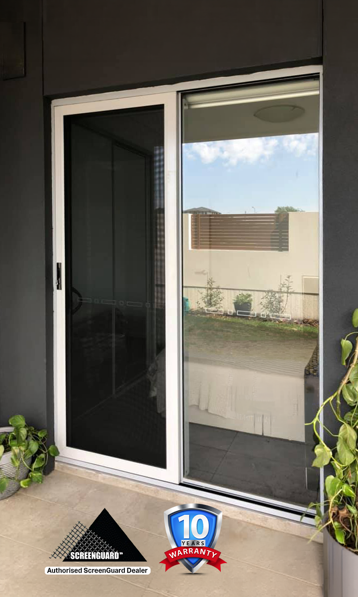 ScreenGuard security sliding door on sliding door opening to patio installed by Olsen Security